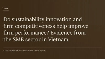 Do sustainability innovation and firm competitiveness help improve firm performance? Evidence from the SME sector in Vietnam featured image
