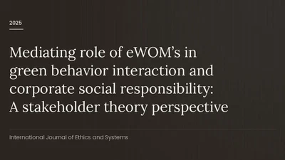 Mediating role of eWOM’s in green behavior interaction and corporate social responsibility: A stakeholder theory perspective featured image